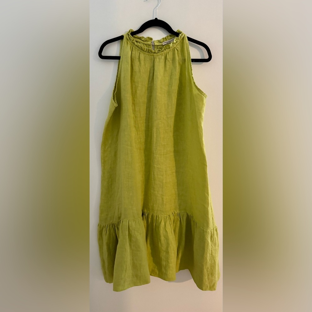 Vanessa Alexandra Lime Linen Dress
